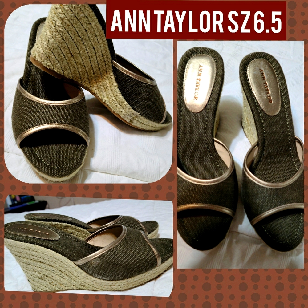Ann Taylor Bronze Slip On Wedges